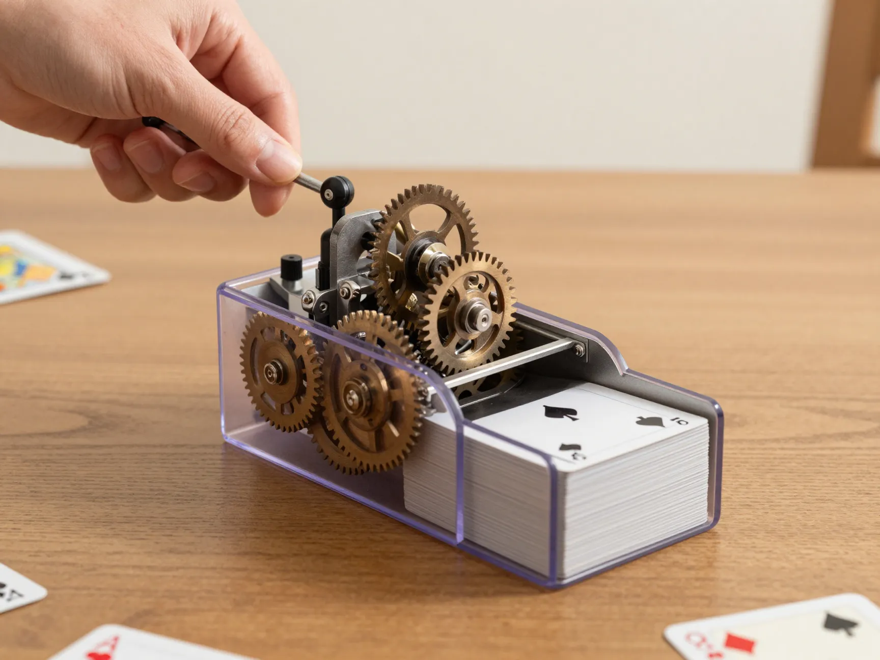 The mechanical card shuffler