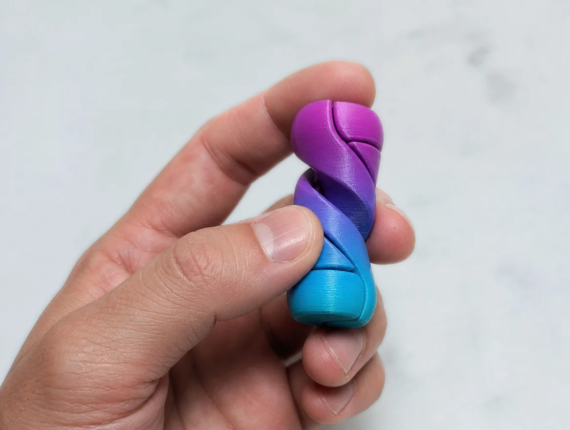 A spinning fidget helix toy