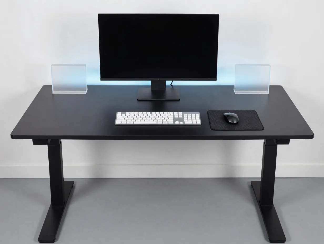 Stealth minimal monochrome hybrid desk