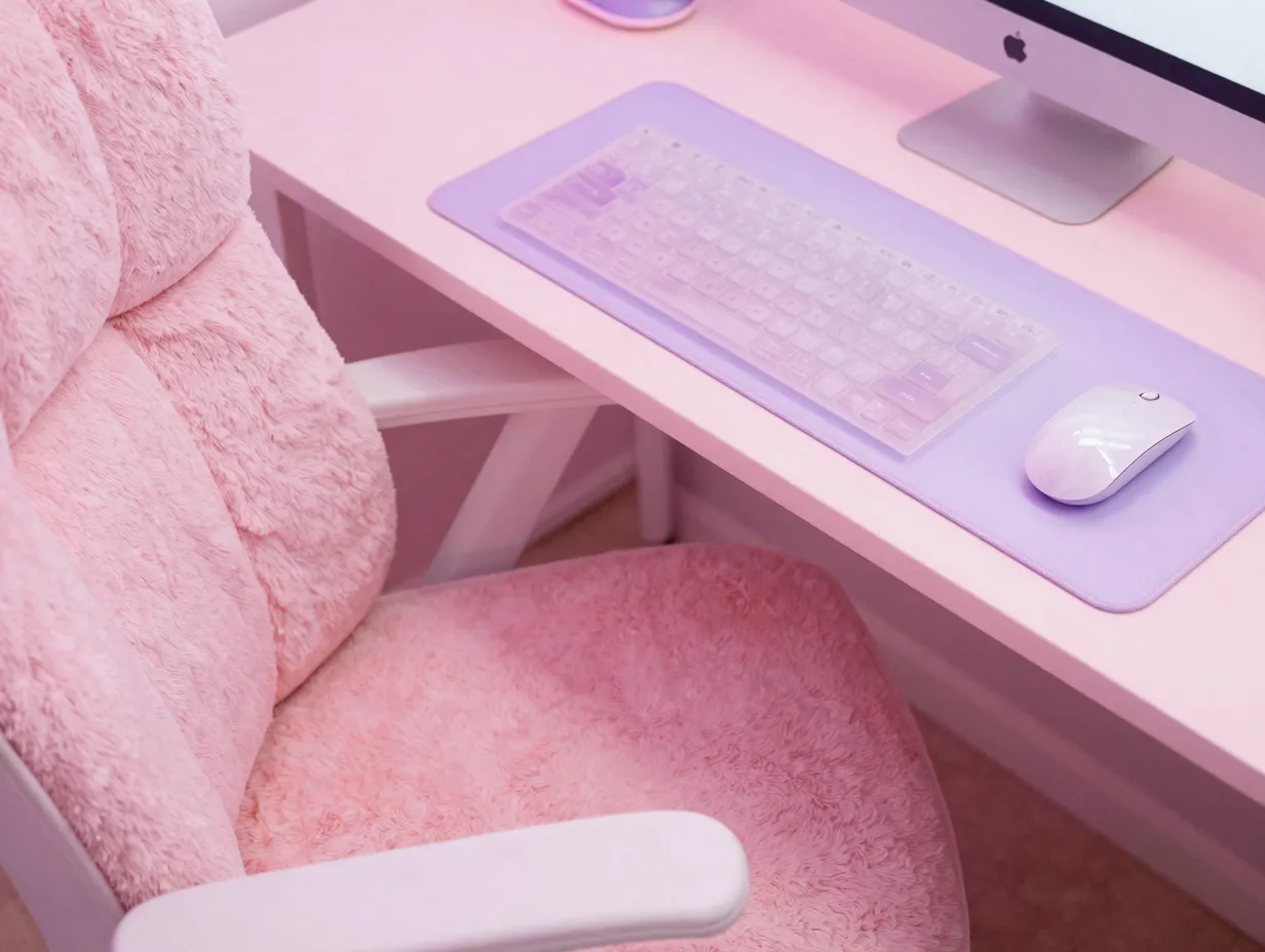 Kawaii soft pastel and pink setup
