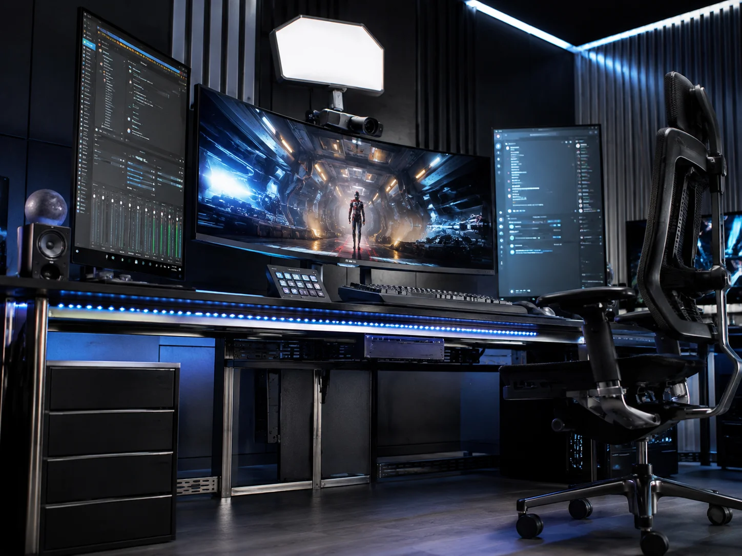 Immersive command center multi monitor battlestation
