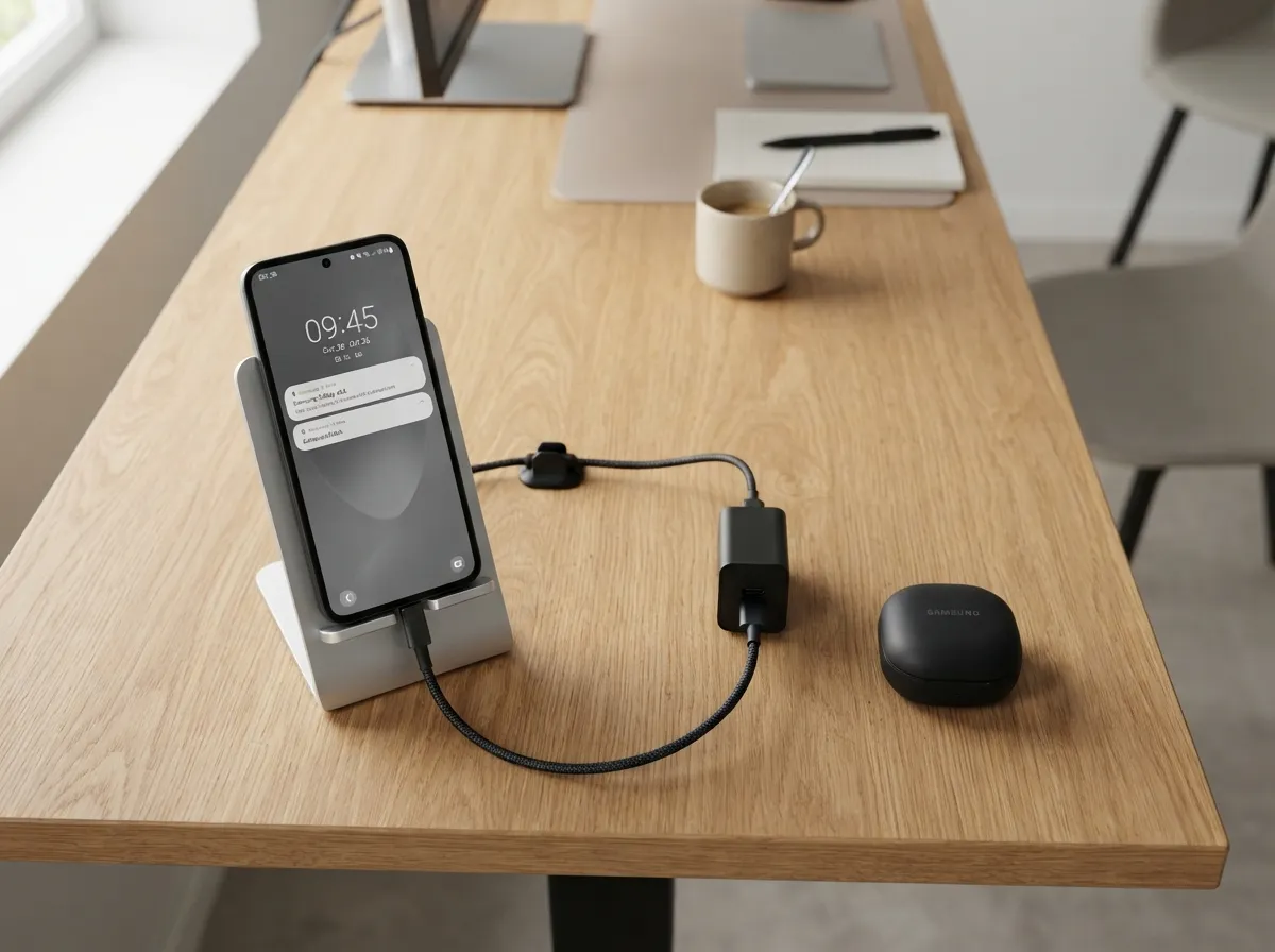 Coordinating charging accessories and desk aesthetics around the 45w charging setup