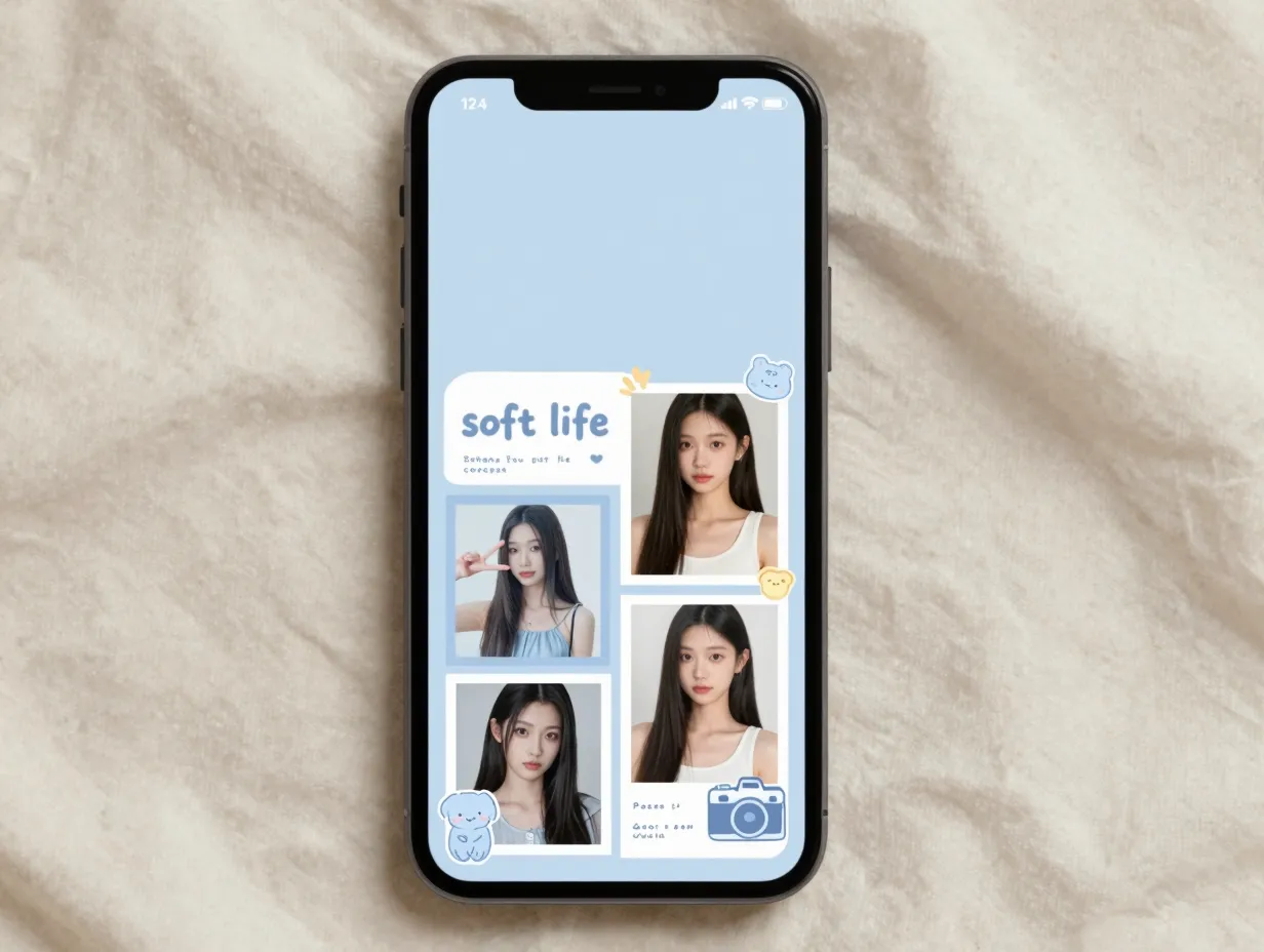 Lemon8 cute blue aesthetic collage wallpapers