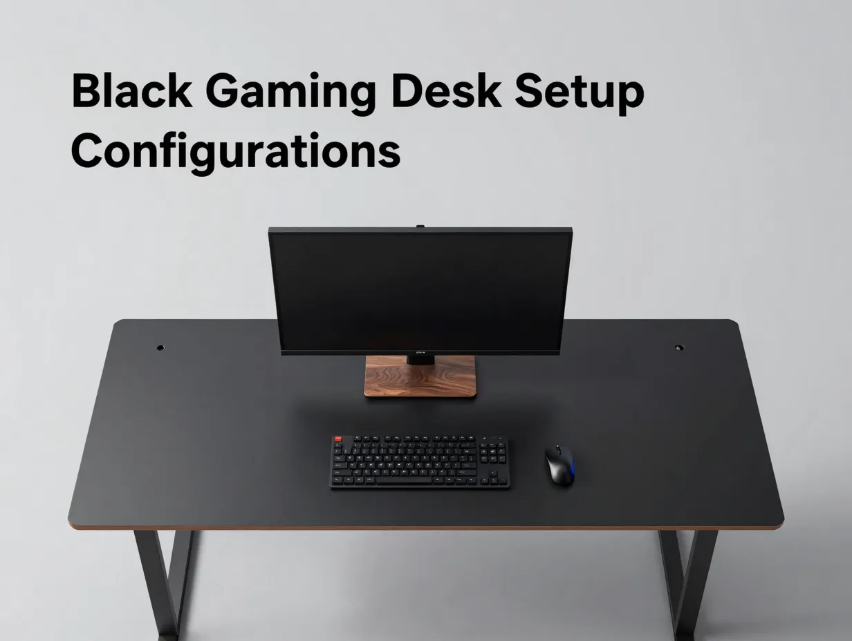 Black gaming desk setup configurations