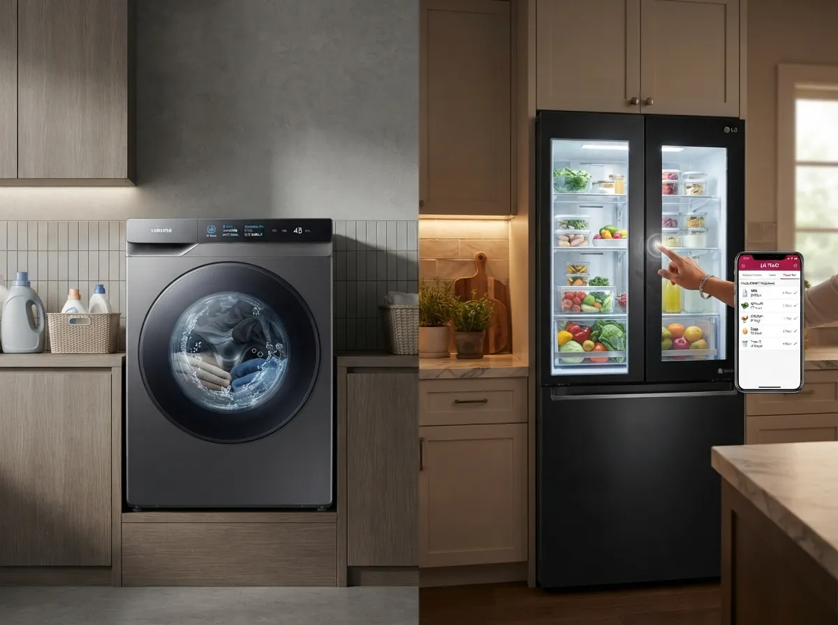 5 samsung ai washing machines and lg smart refrigerators