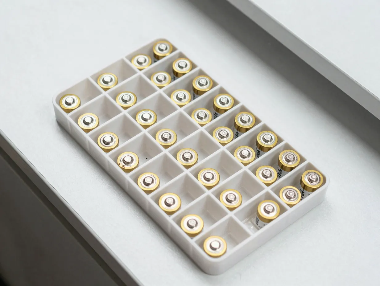 Digital media or battery organizer mastering tight tolerances