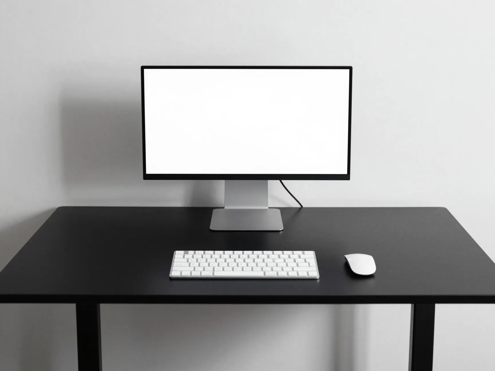 Minimalist black and white desk configuration