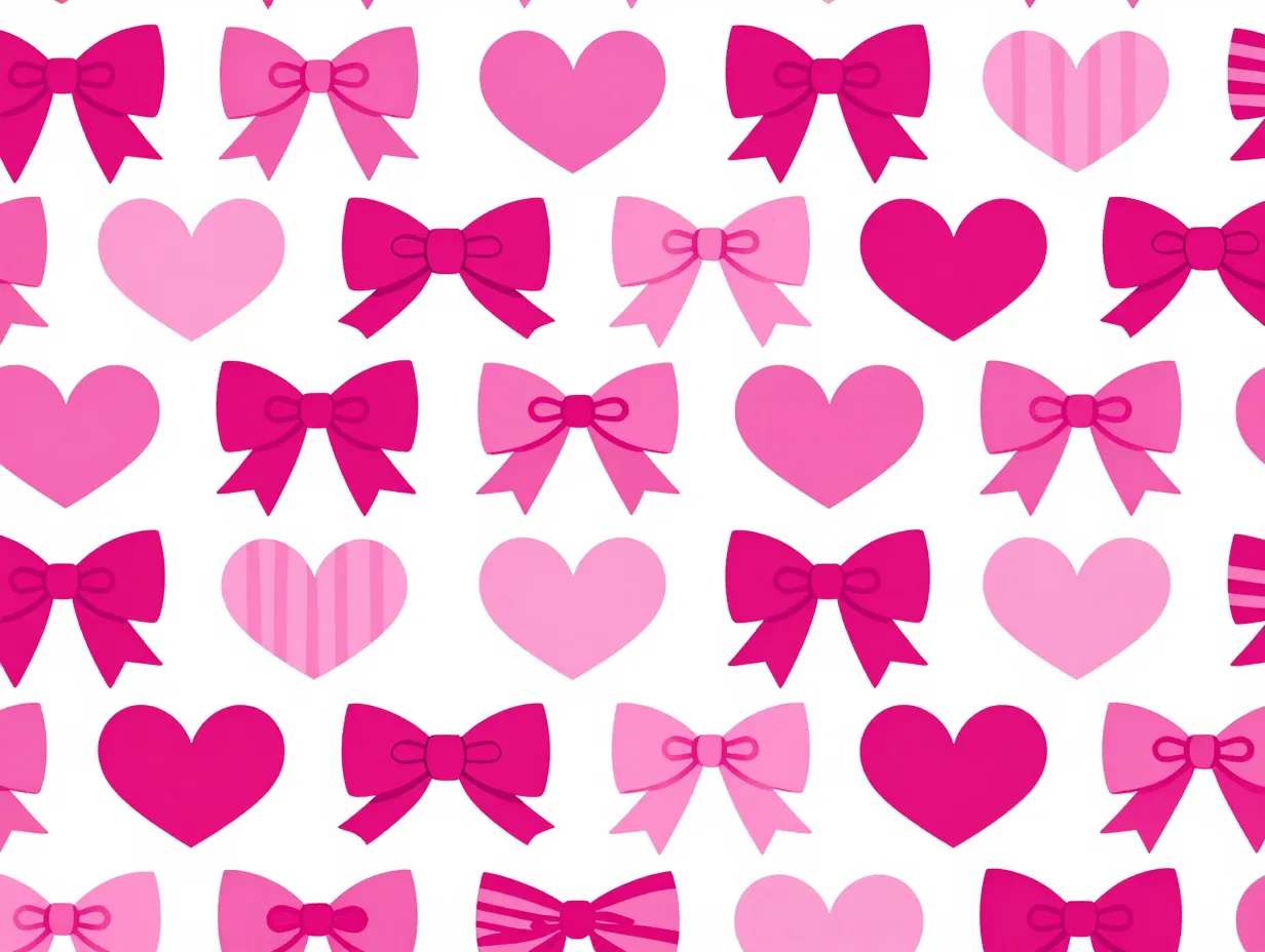 Pink preppy bows hearts and playful patterns
