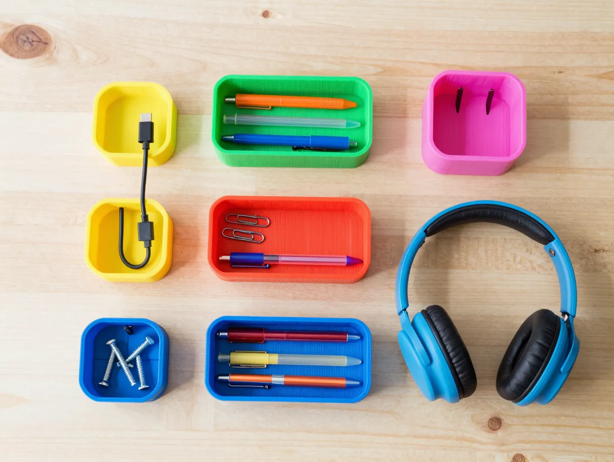 Cable clips and small desk organizers