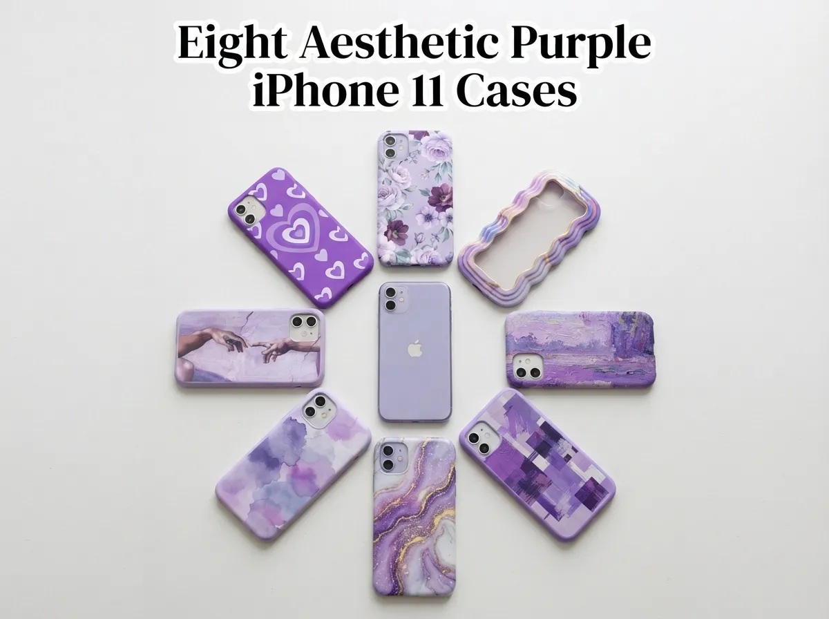 Eight aesthetic purple iphone 11 cases