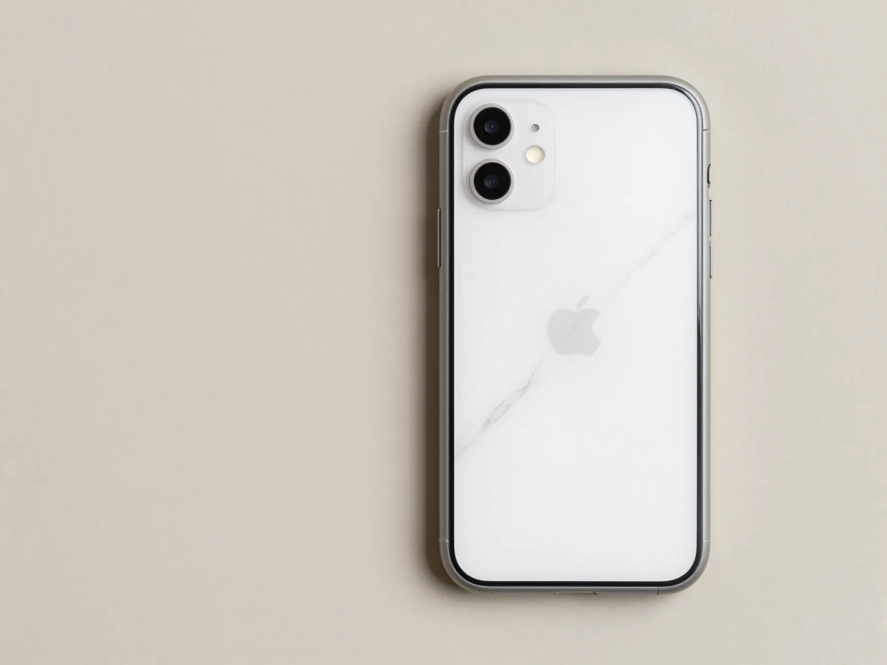 Clear case with minimalist white marble wallpaper