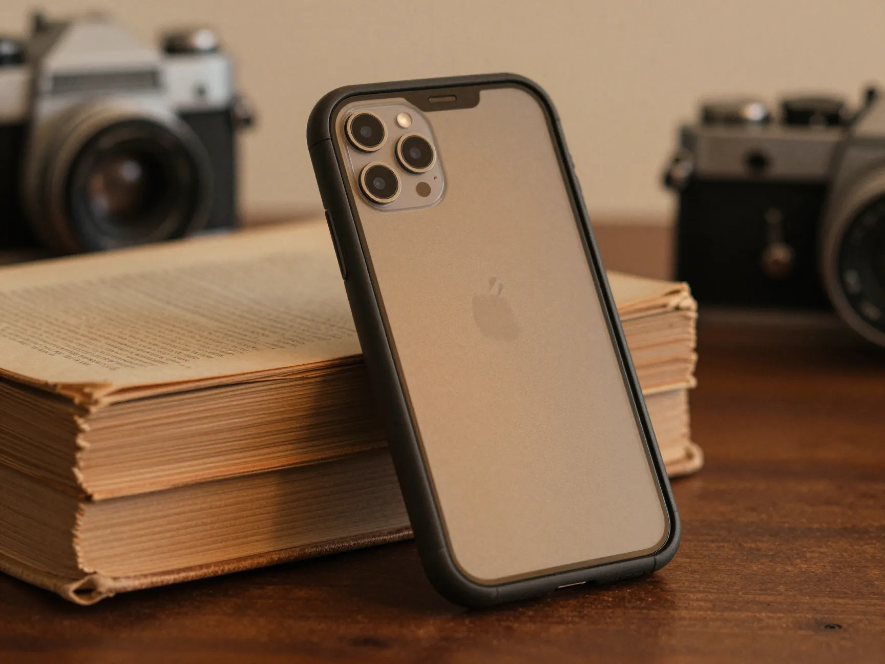 Vintage or retro case with warm film grain wallpaper