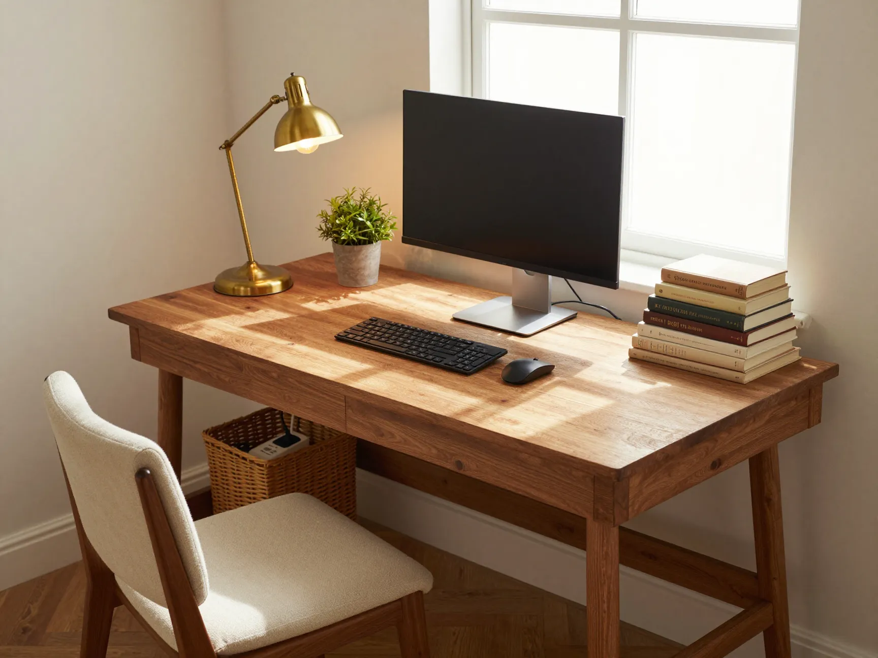 The sunlit vintage writing desk retreat