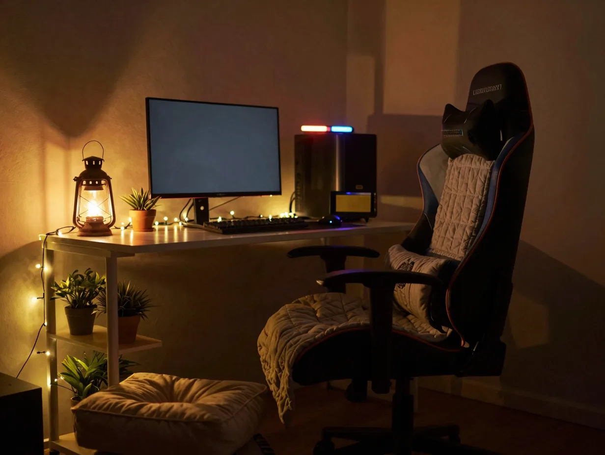 The fairy lit reading nook battlestation