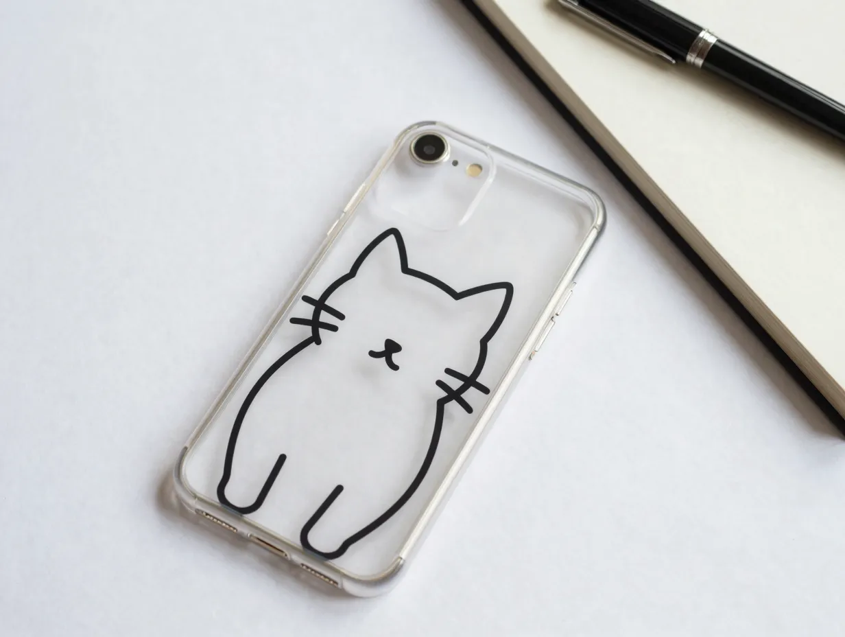 Line art and single line illustrations on transparent shells