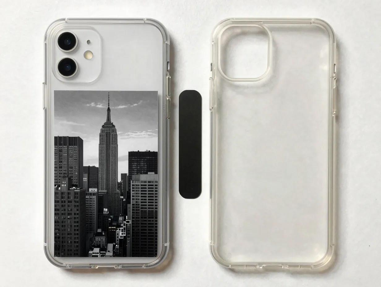 Clear case inserts and photo or line art overlays for custom personalization