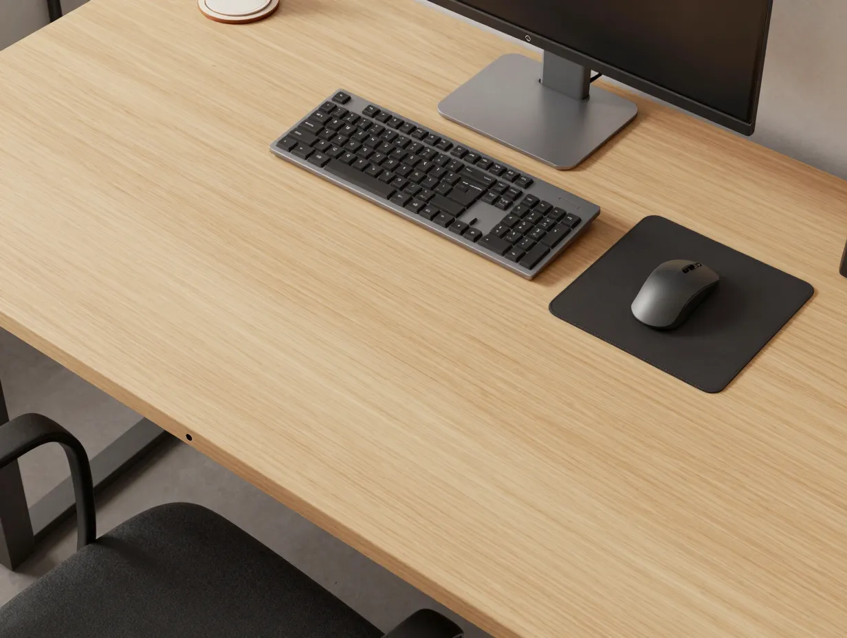 A spacious clean desk surface