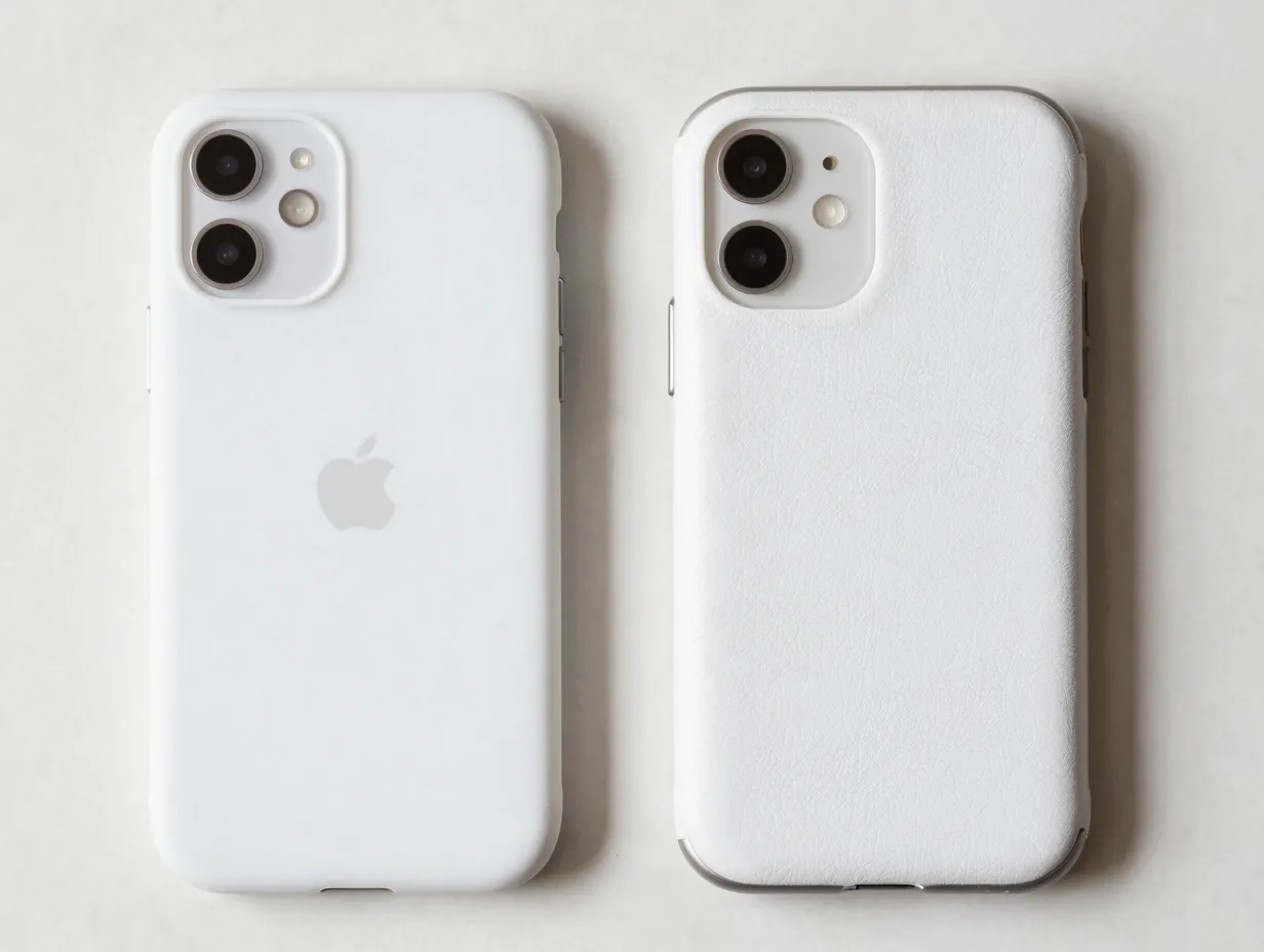 White silicone and leather cases