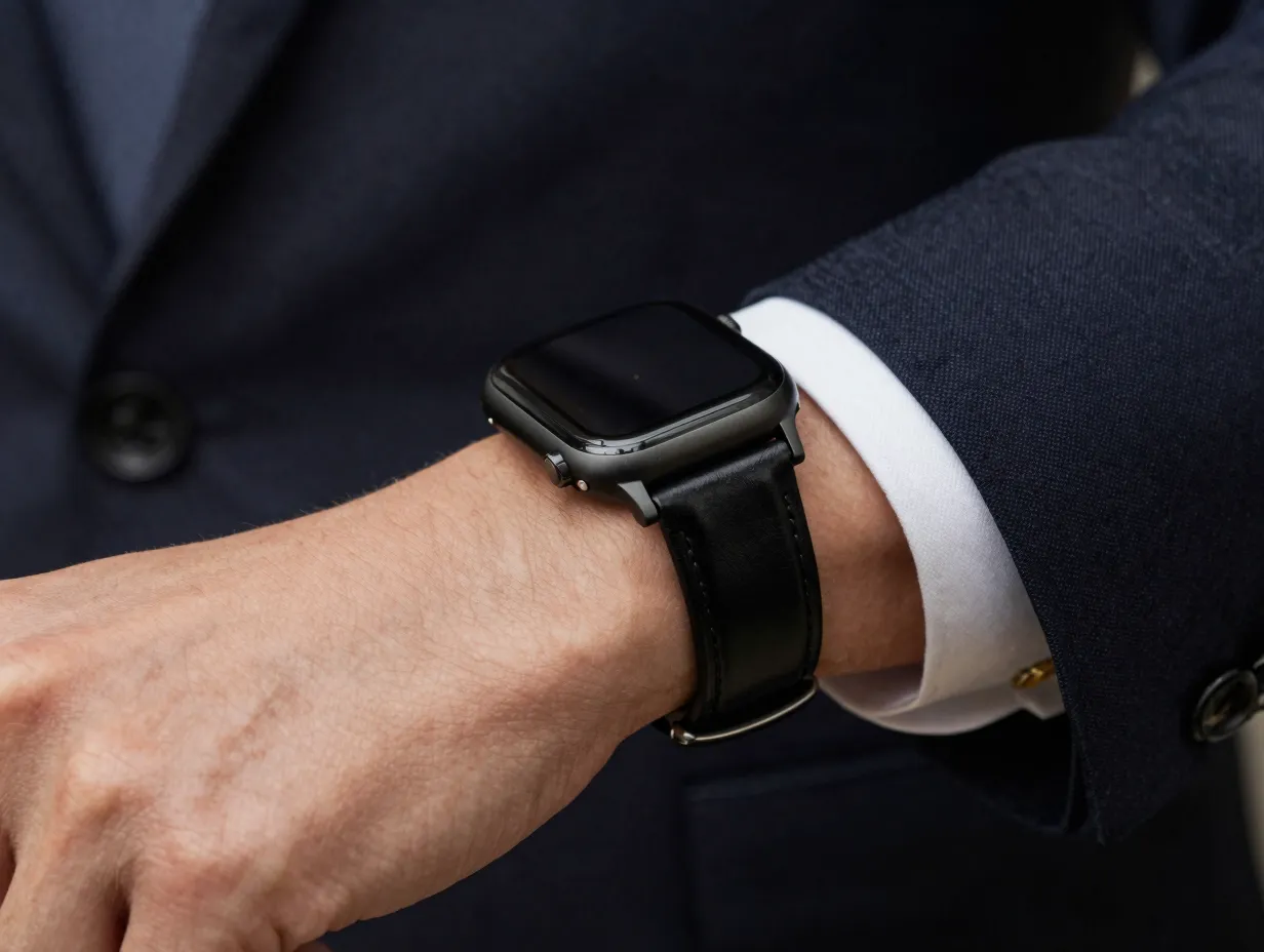 Black leather strap