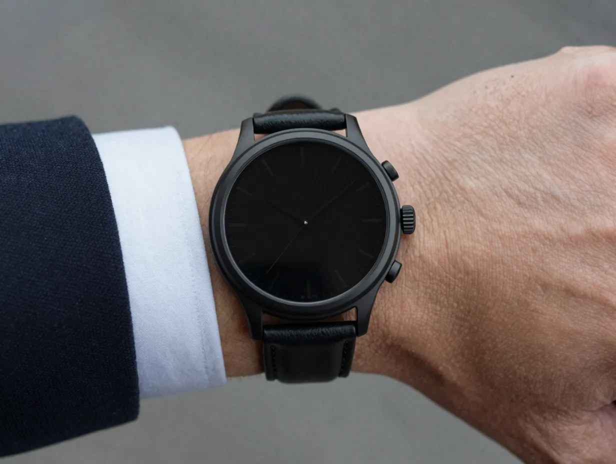 Black hybrid or analog style smartwatch