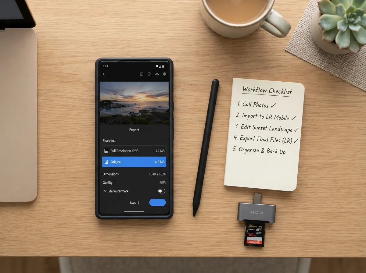 Mobile editing and sharing apps workflow and export