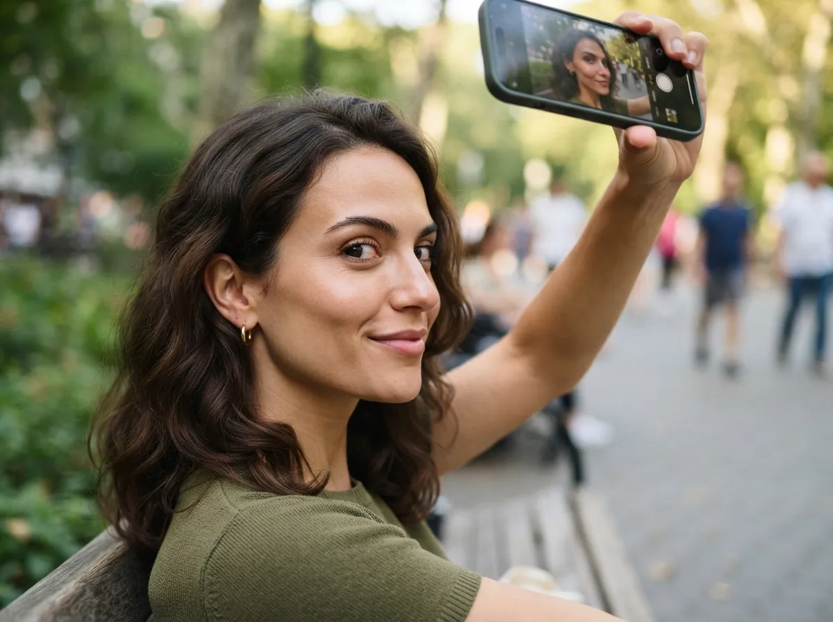 The classic above eye level selfie angle
