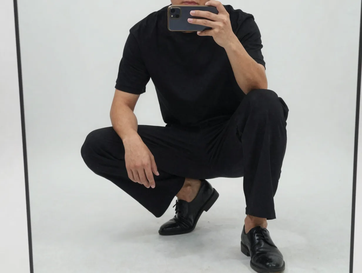 The crouched mirror pose