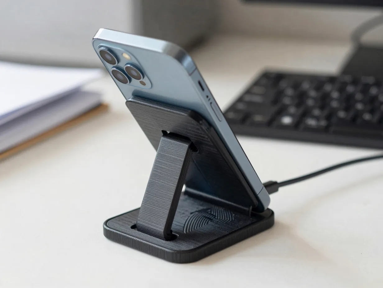 Customizable phone stands and device holders
