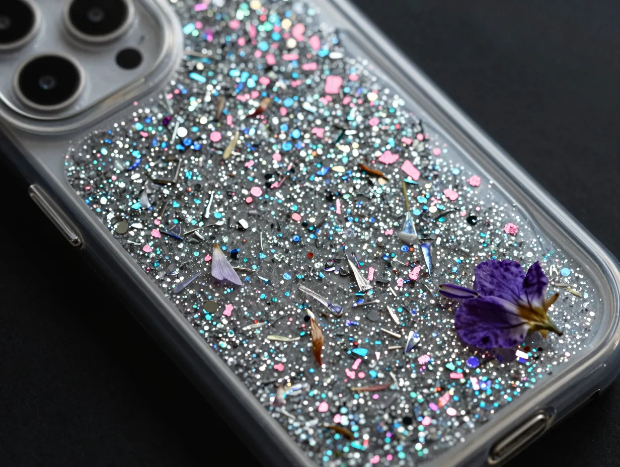 Glitter resin and 3d embedded elements