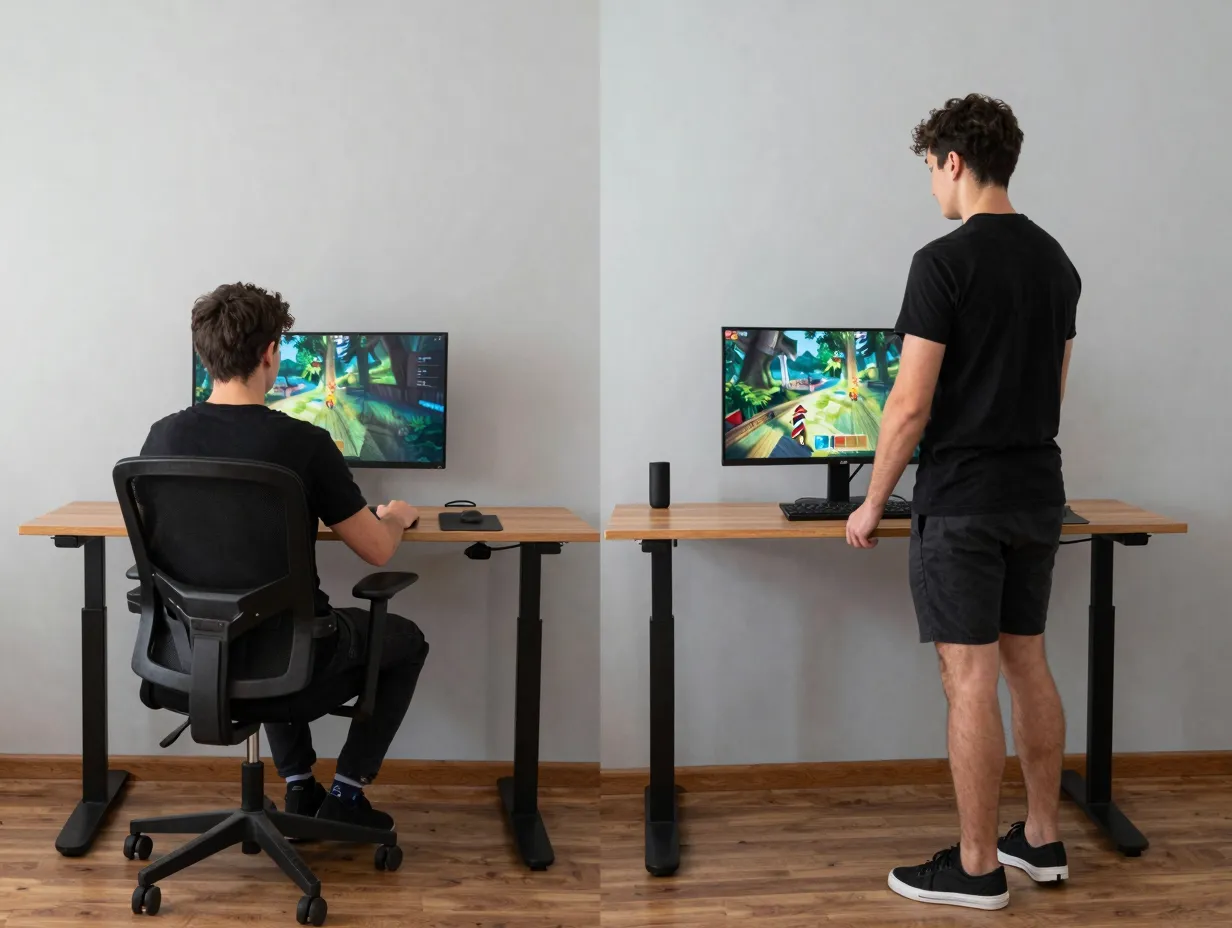Add adjustability including sit stand for posture variation