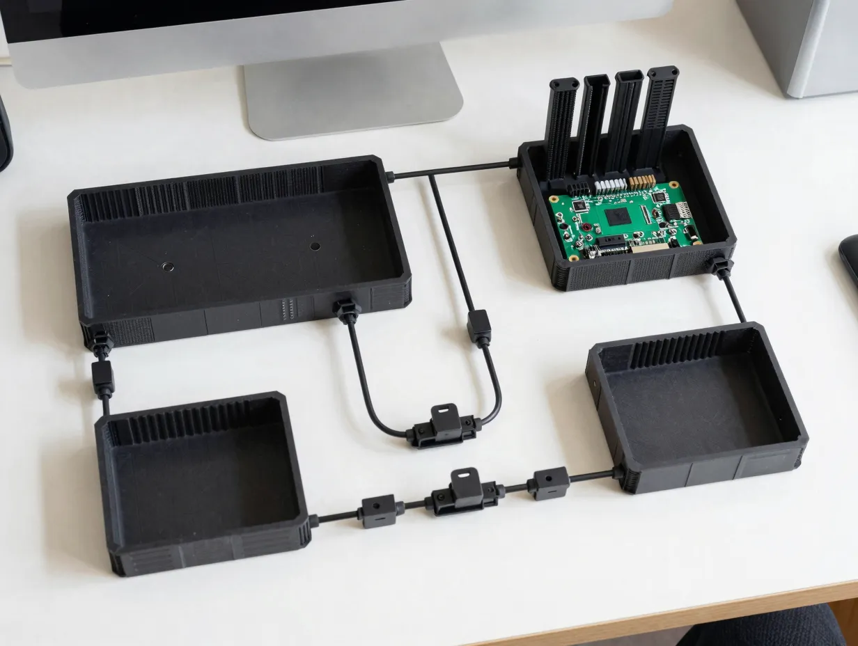 Cable organizers and modular desk accessories