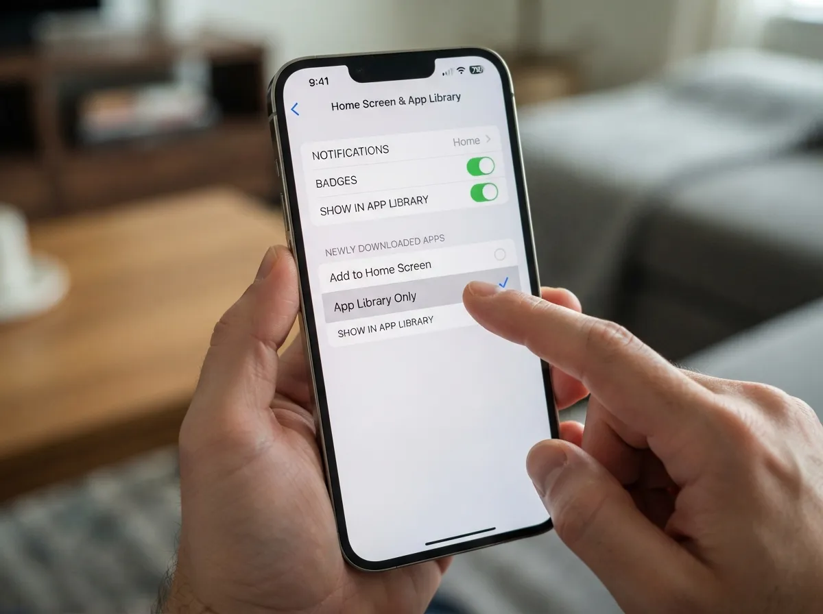 Block new apps from landing on the home screen