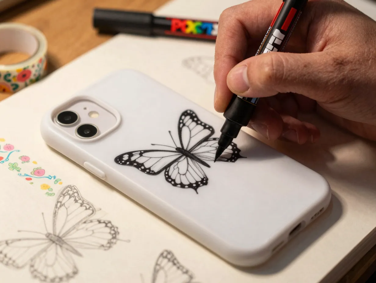 Hand painted art washi tape and marker designs