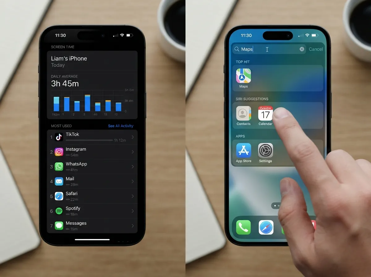 Use screen time data and spotlight search to validate your layout