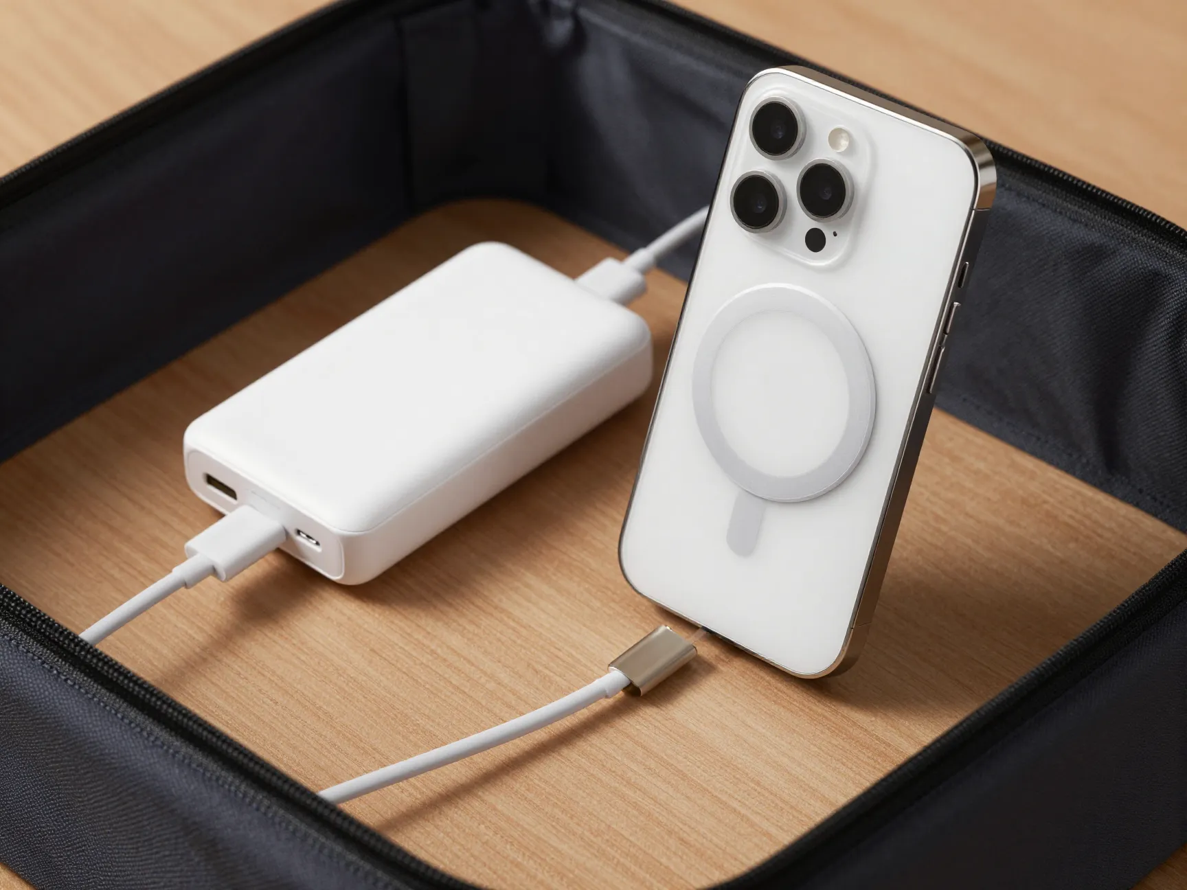 High capacity power bank with magsafe or integrated cable