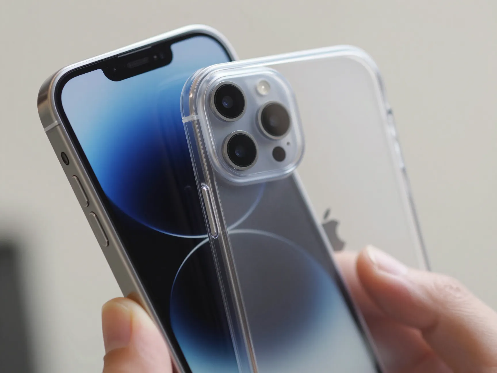 Clear slim case and color matched gradient wallpaper
