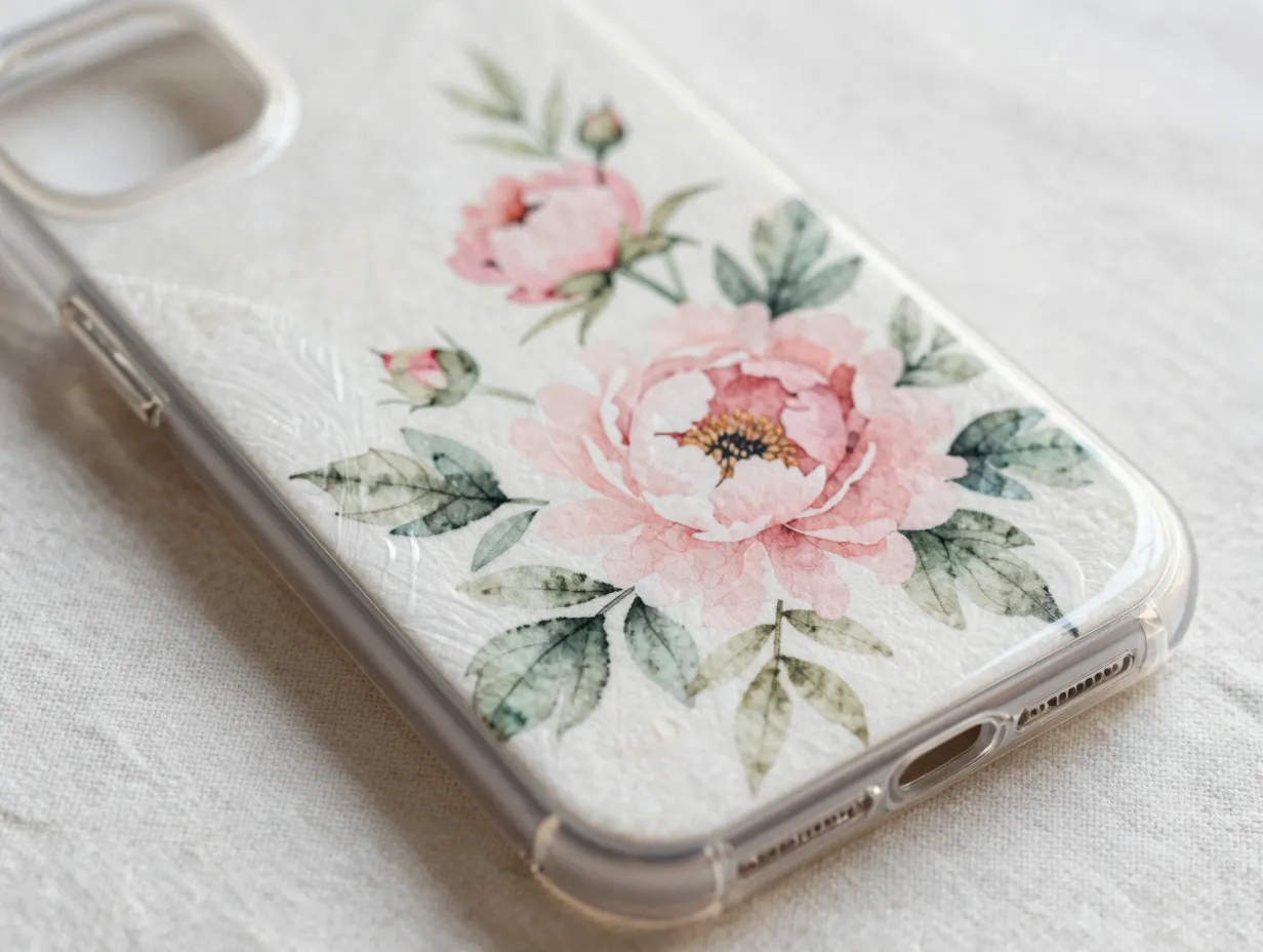 Watercolor and floral napkin decoupage case
