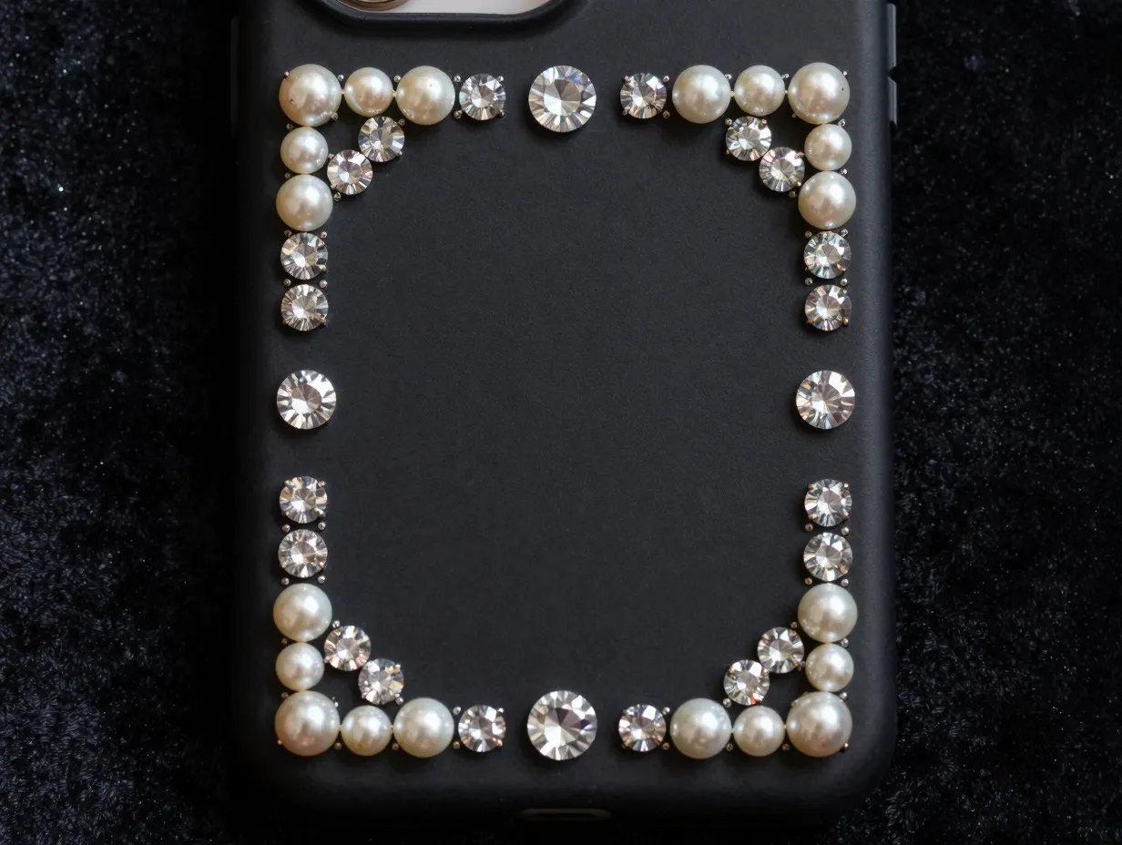 Rhinestone and pearl embellishment case