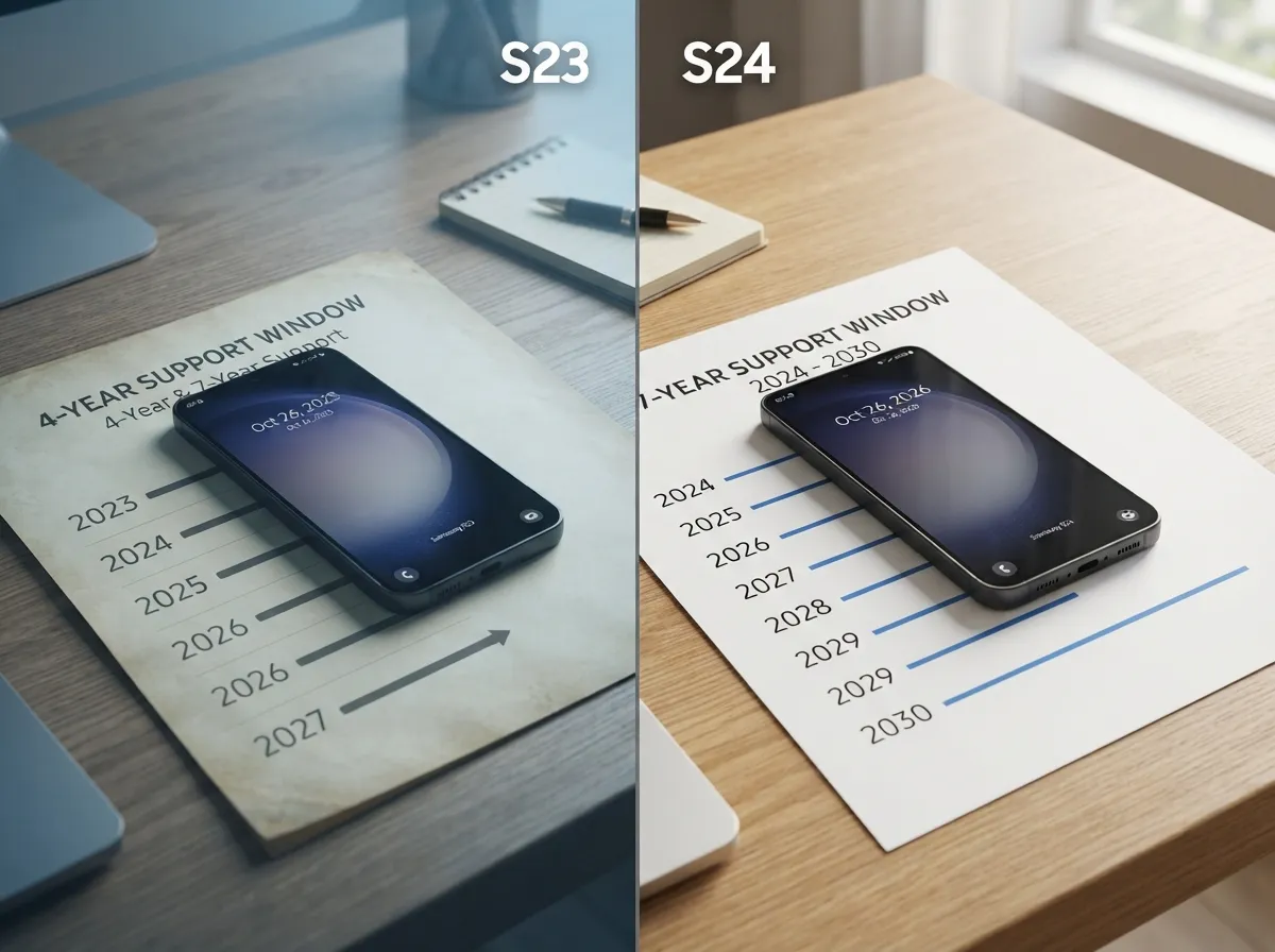The seven year update policy is not retroactive older s series phones have a different guarantee