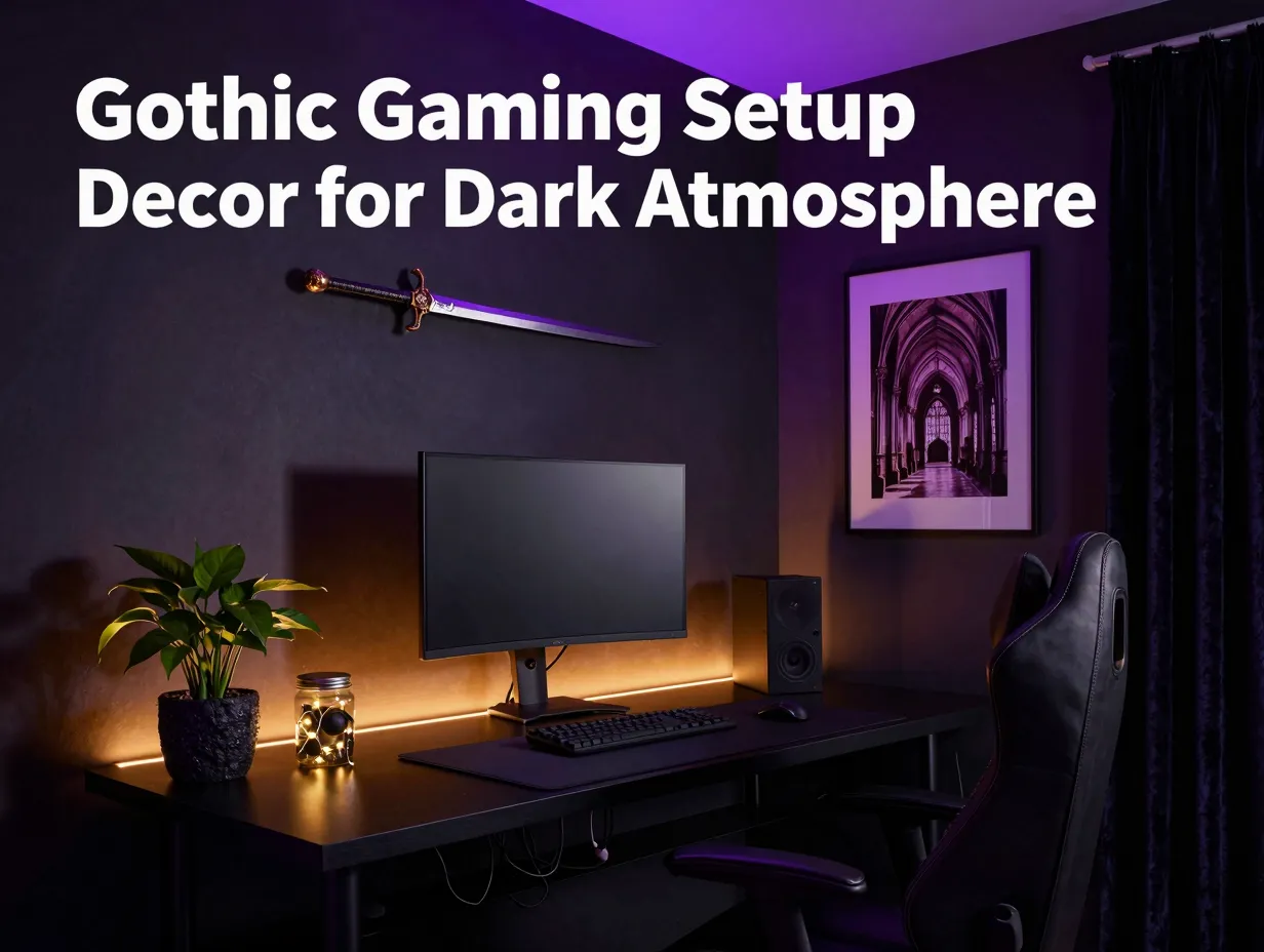 Gothic gaming setup decor for dark atmosphere
