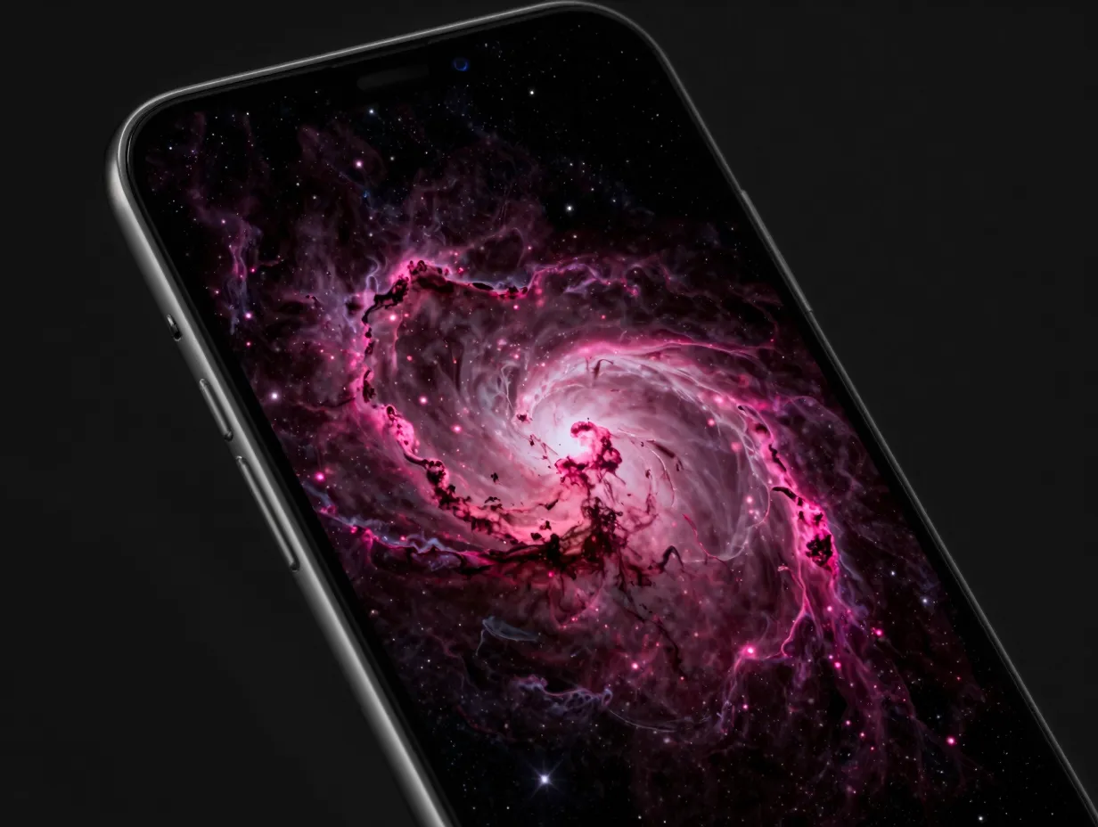 Pink galaxy and cosmic nebula