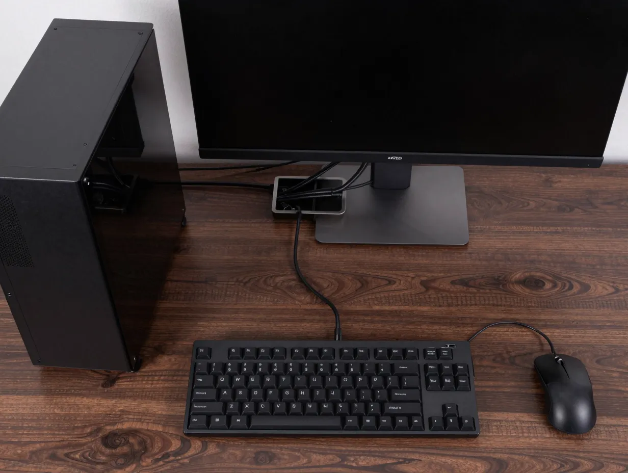 Hardware furniture and cable management in a blacked out battlestation