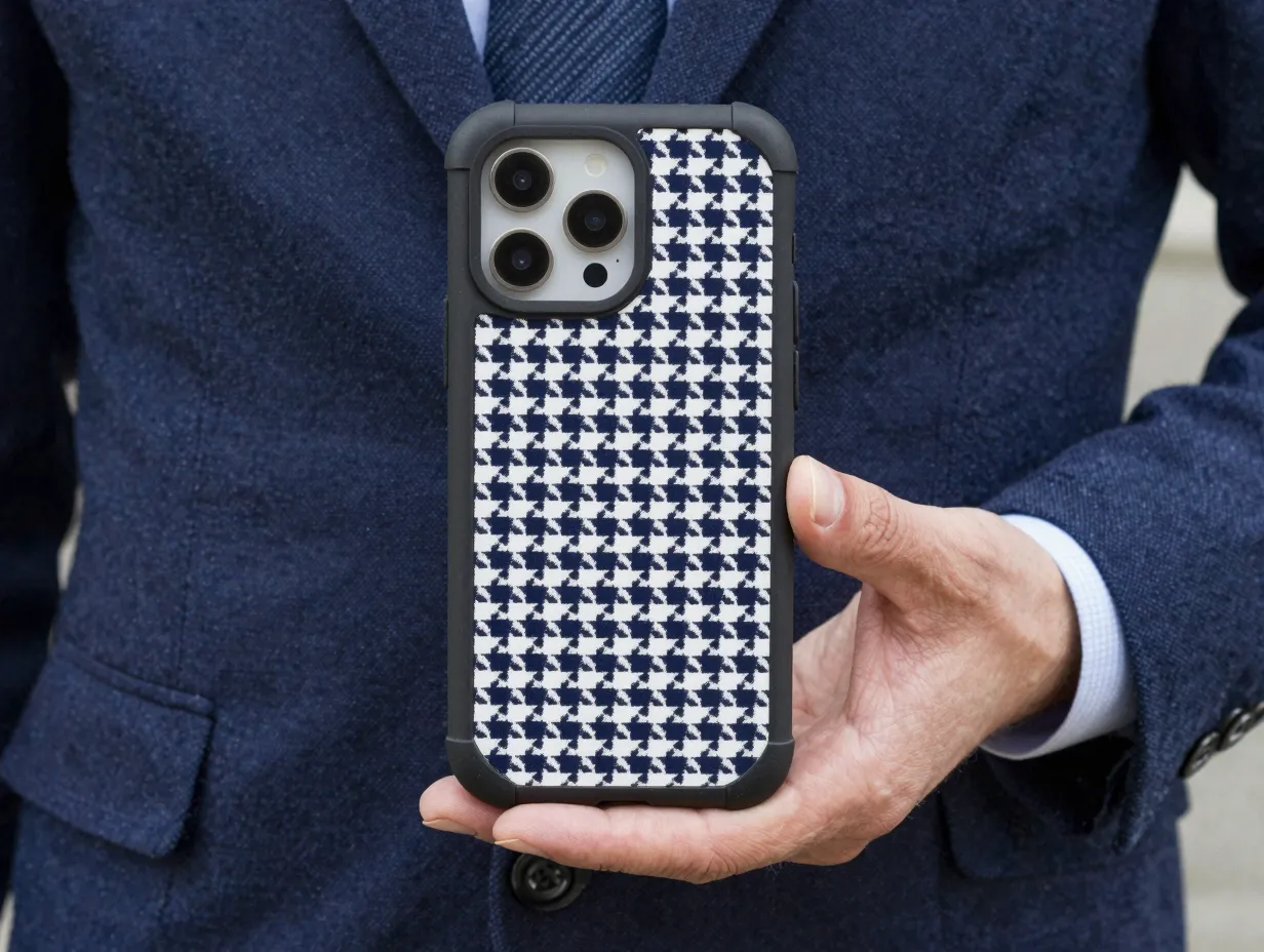 Blue houndstooth impact case
