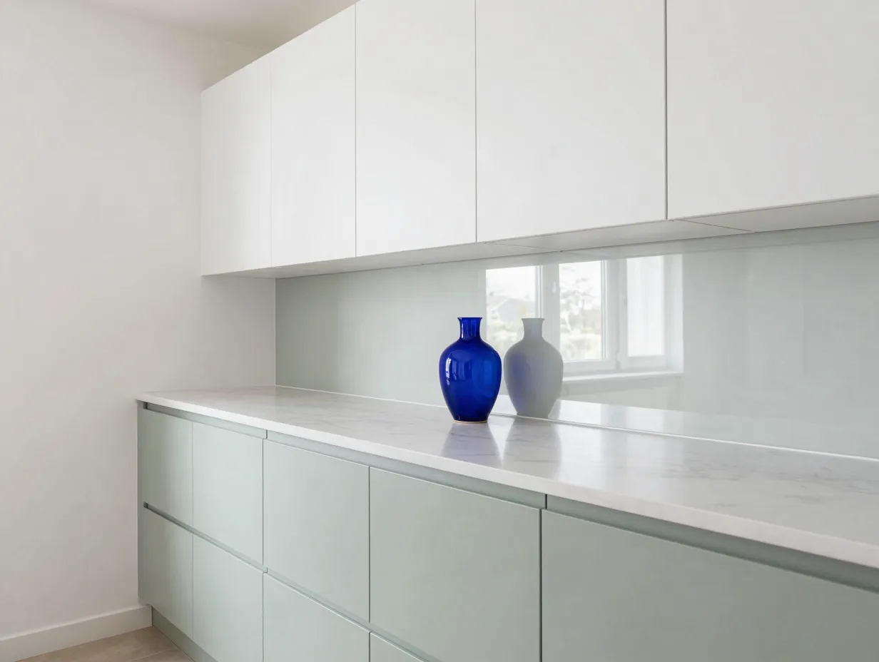 Use reflective surfaces and a restrained color palette