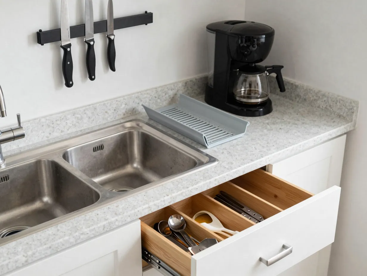 Downsize appliances and organize zones intentionally