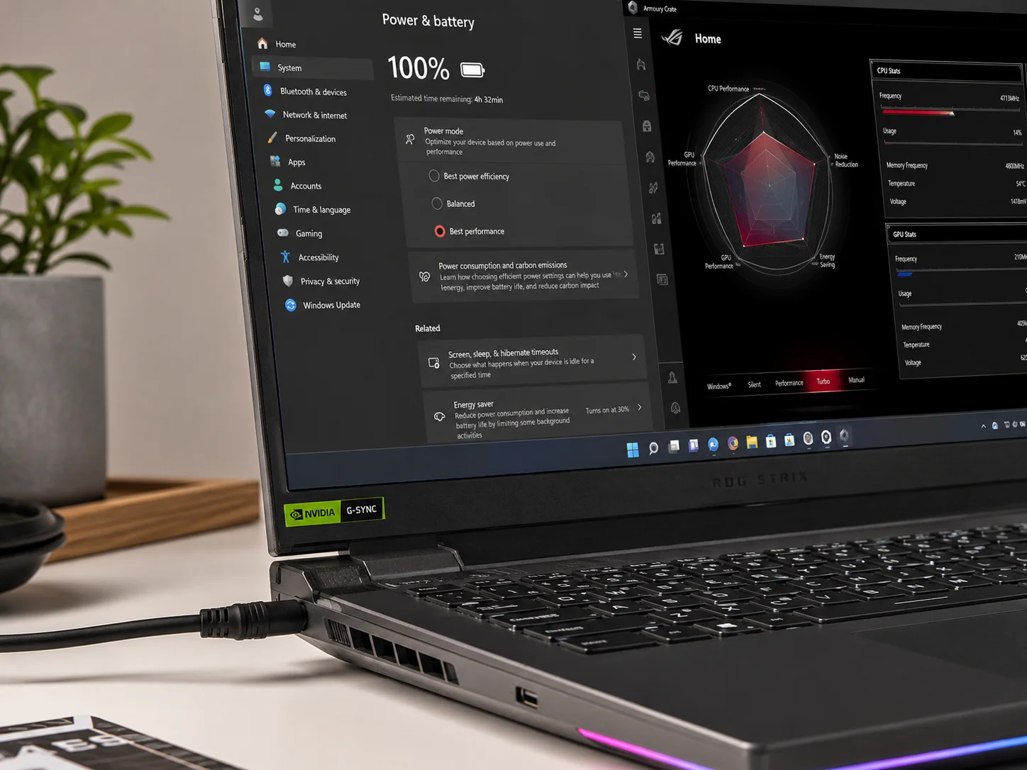Plugged in performance baseline configuration