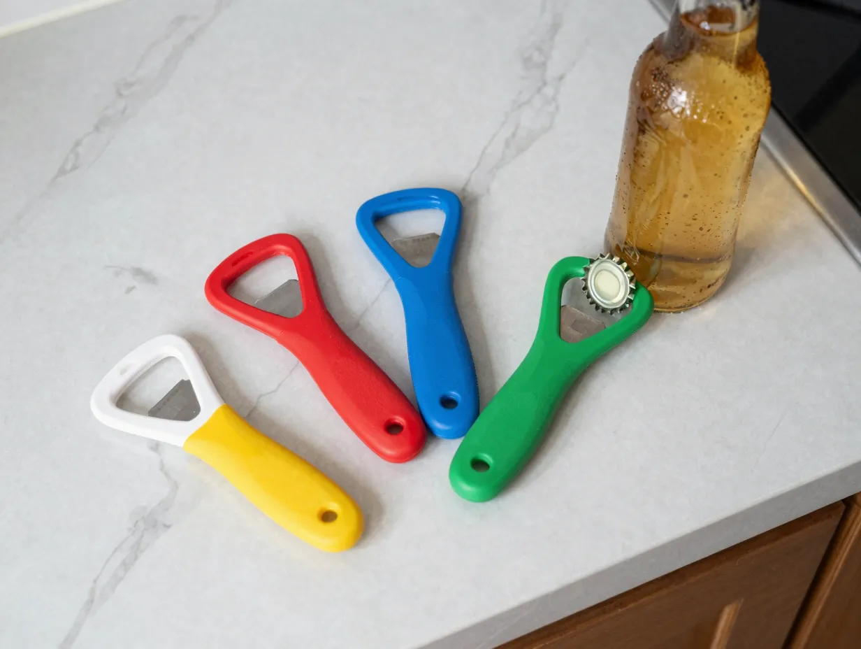 Ergonomic bottle opener and bag clip set