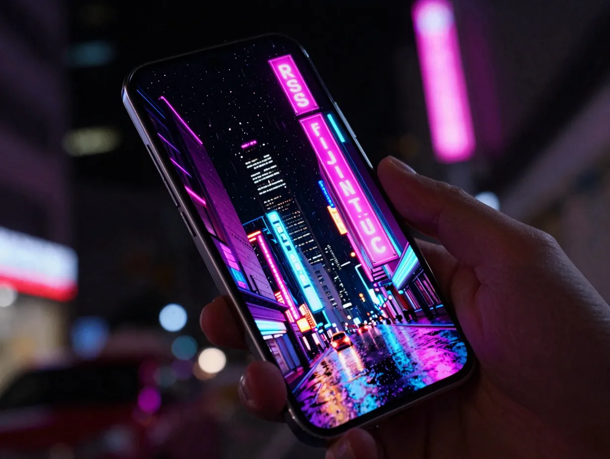 High contrast neon and cyberpunk art