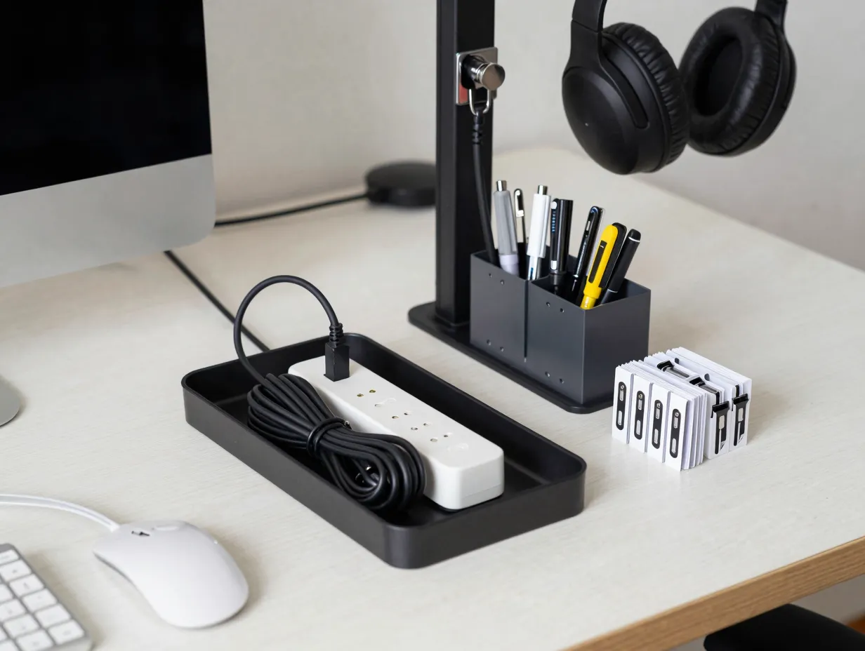 Custom cable organizers and desk accessories