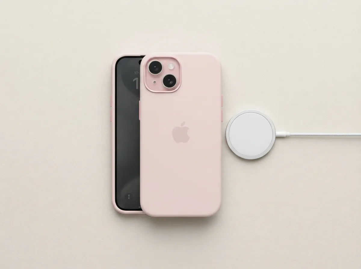 Apple light pink silicone case